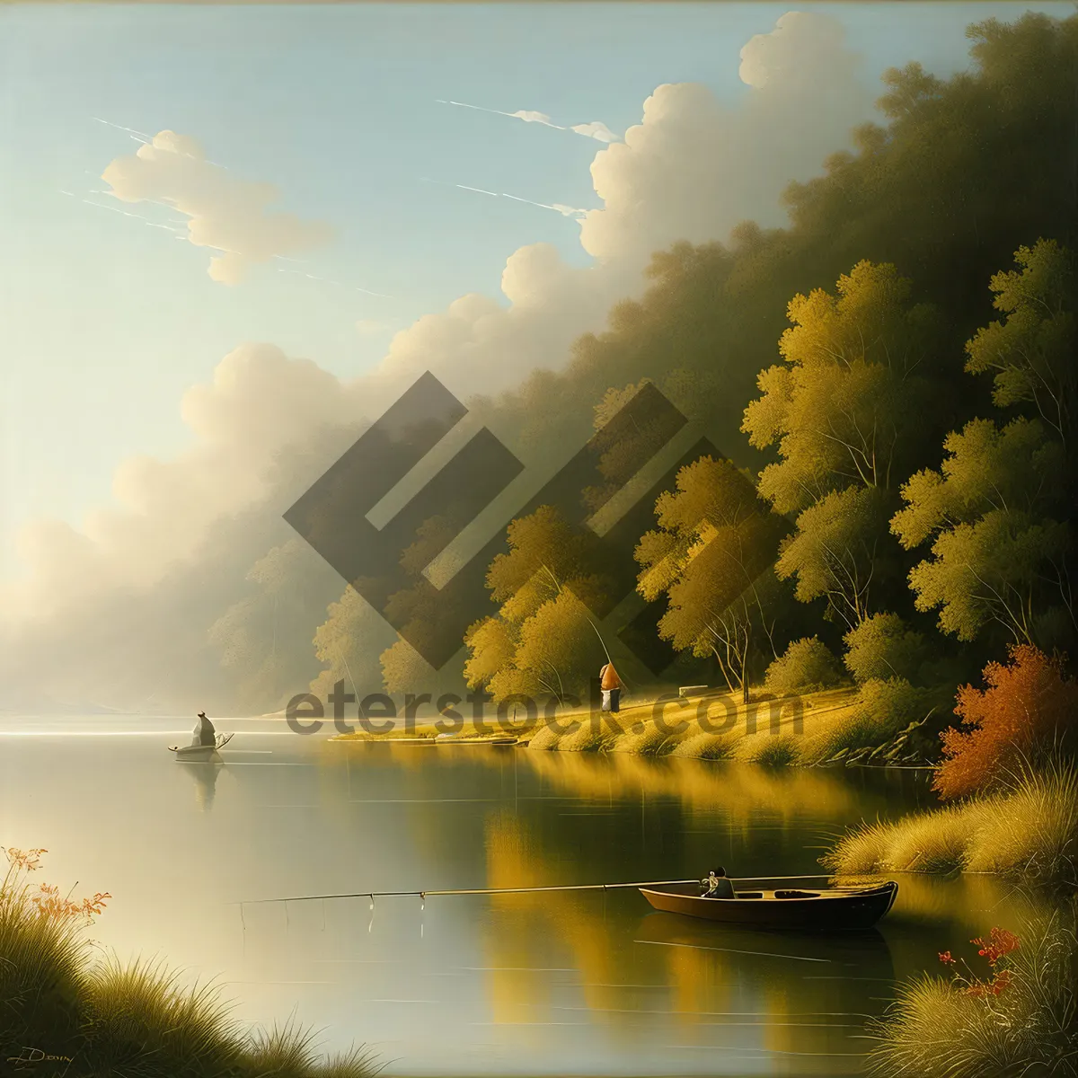 Picture of Golden Sunset Over Serene Lake