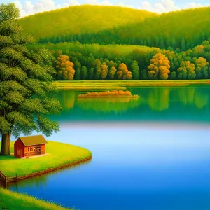 Rural Serenity: Tranquil Landscape with Trees and Sky