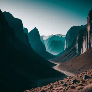  Majestic Valley Skyline amidst Towering Mountains