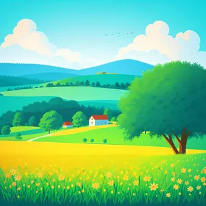 Vibrant Horizon: A Summer Meadow Beneath Clear Skies
