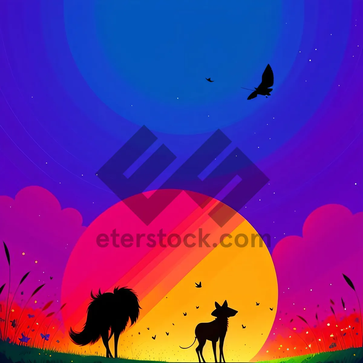 Picture of Enchanted Winter Night: Festive Moonlit Deer Design