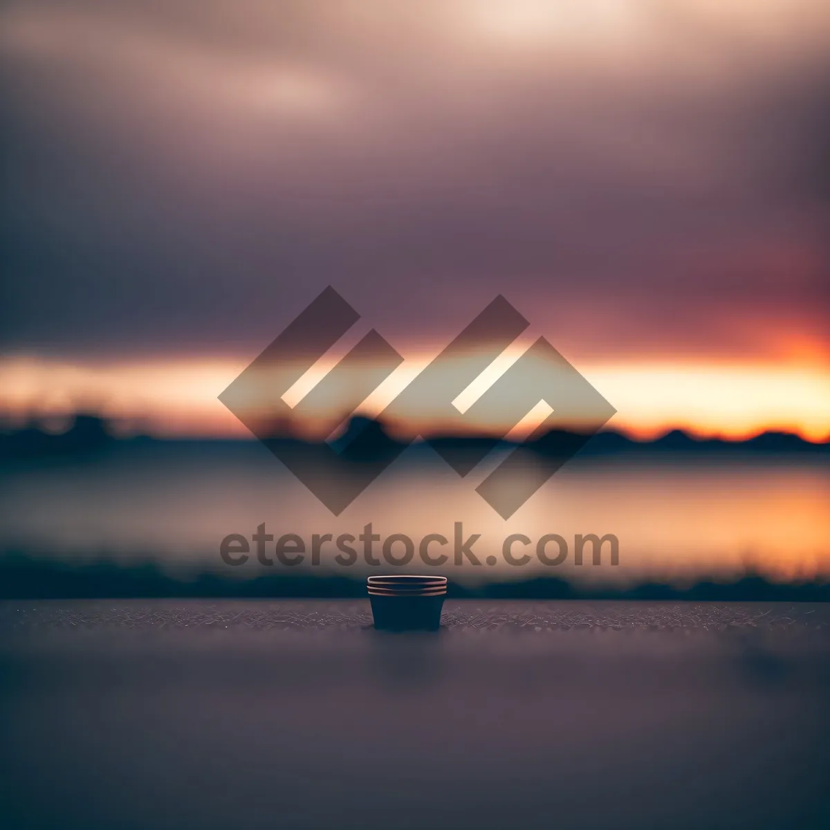 Picture of Sunset Reflection on a Calm Ocean Horizon