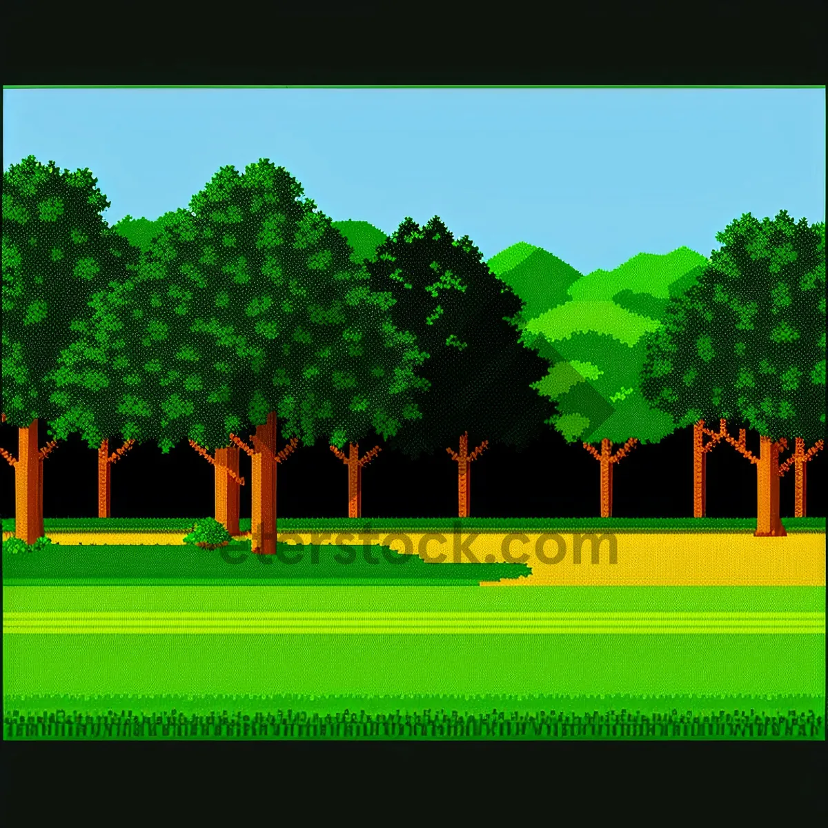 Picture of Serene countryside landscape with oak trees and cloudy sky