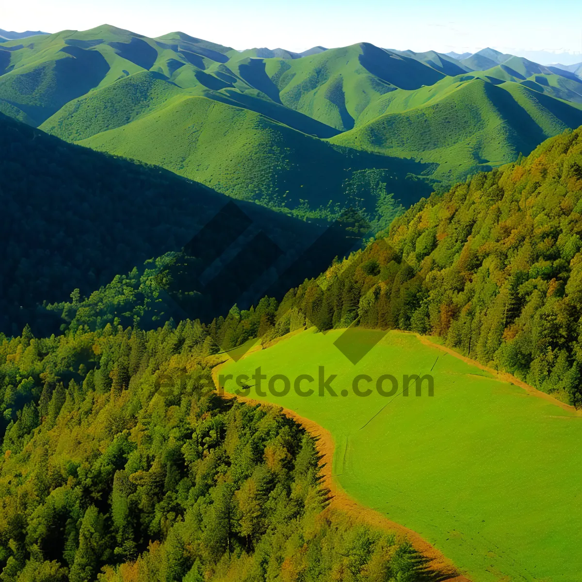 Picture of Scenic Highland Mountains and Green Valley Landscape