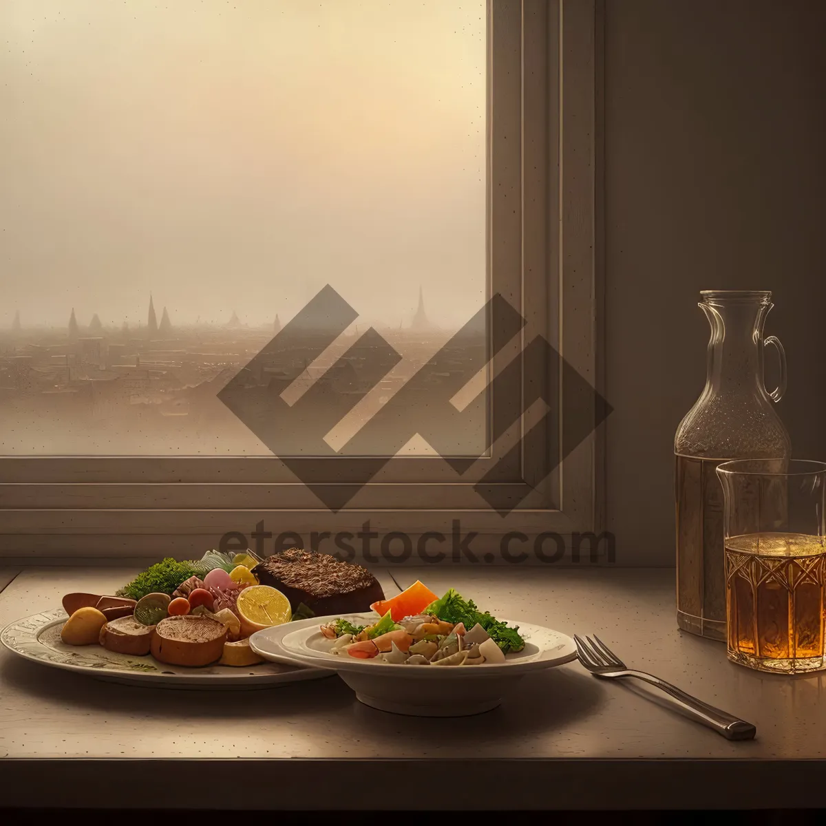 Picture of Delicious Gourmet Salad on Window Sill