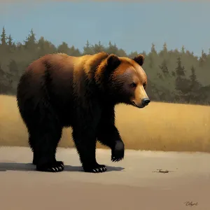 Magnificent Brown Bear Roaming in the Wild.