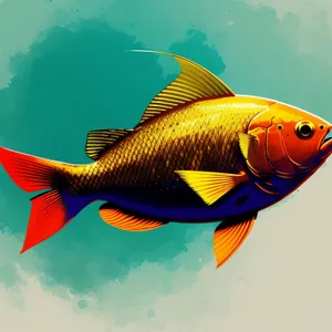 Colorful Goldfish Swimming in Underwater Aquarium