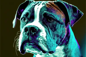 Cute black Boxer dog portrait