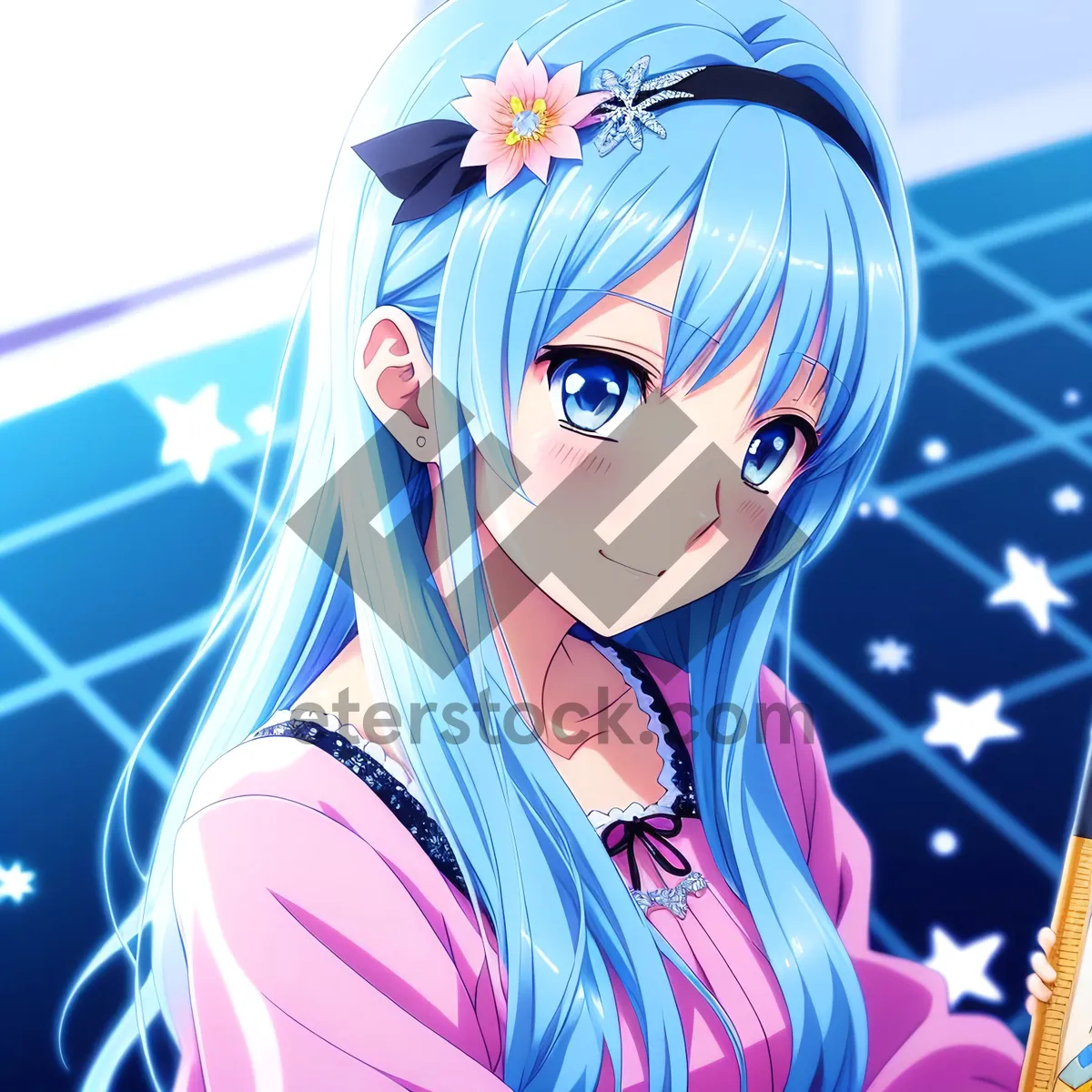 Picture of Cartoon Fashion Model with Amulet Charm in Artistic Portrait