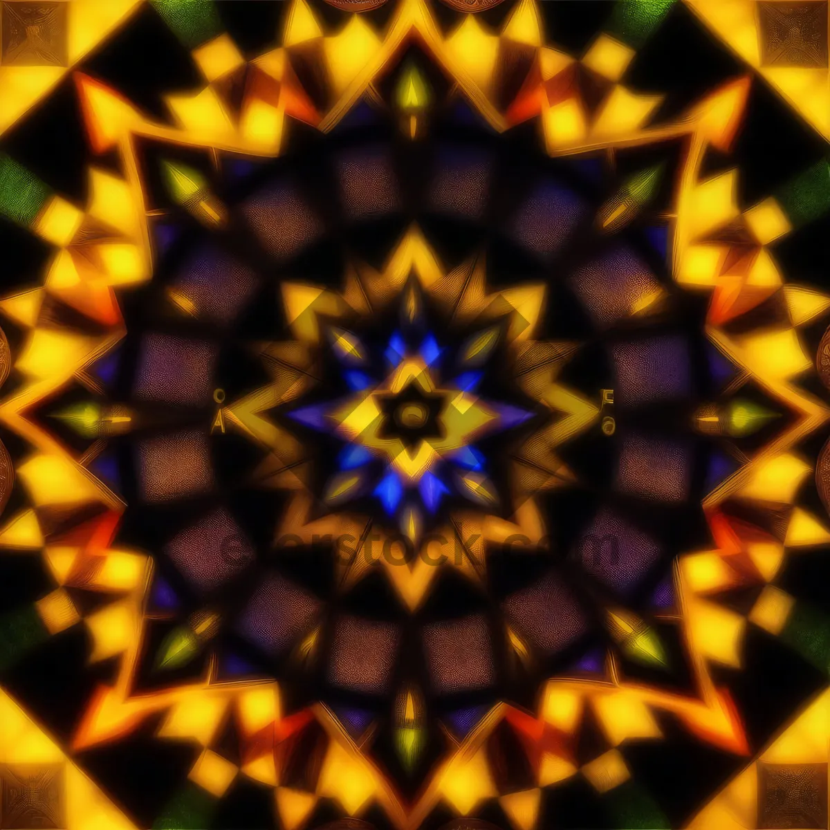 Picture of Vibrant Geometric Fractal Pattern with Abstract Shapes