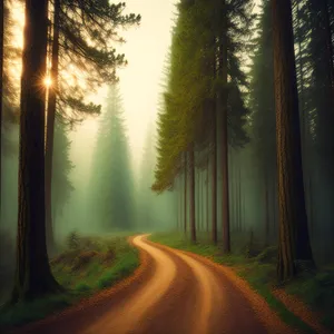 Misty Woods: Autumn's Serene Forest Expanse