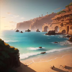 Coastal Majesty: Natural Promontory Embracing Ocean's Serenity