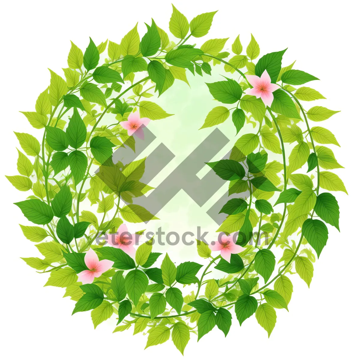 Picture of Spring Floral Leaf Design with Retro Ornate Pattern