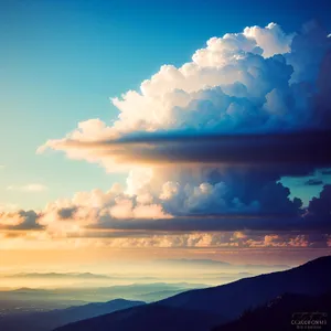 Summer Sky with Bright Clouds and Sunlight
