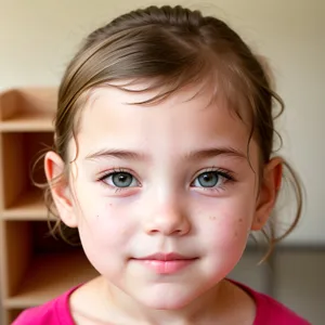 Adorable child with bright, happy eyes and toothbrush