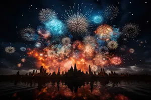 Colorful Firework Burst in Night Sky