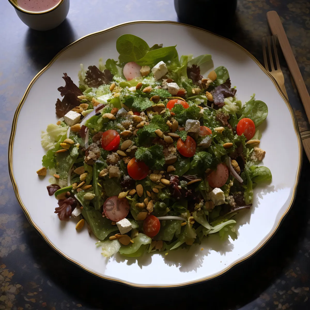 Picture of Delicious Veggie Bowl with Fresh Alfalfa Sprouts