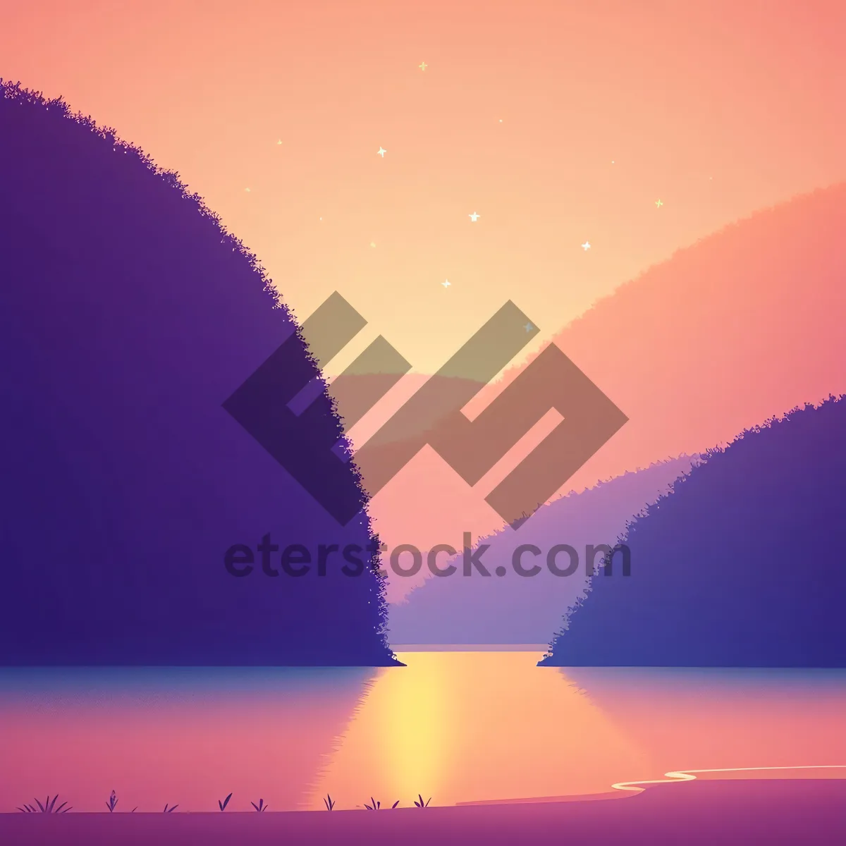 Picture of Vibrant Summer Sunset over Tranquil Landscape