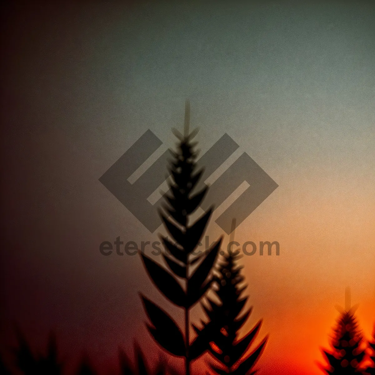 Picture of Fiery Tree Silhouette: Artistic Wheat Pattern Design