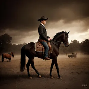 Riding Cowboy with Trusty Stallion