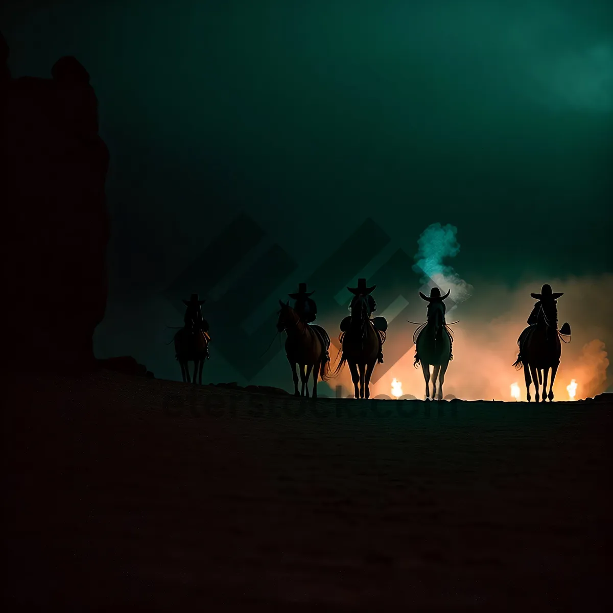 Picture of Golden Skyline Silhouetting Camel Trek at Sunrise
