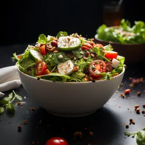 Fresh and Delicious Vegetable Salad Bowl Closeup