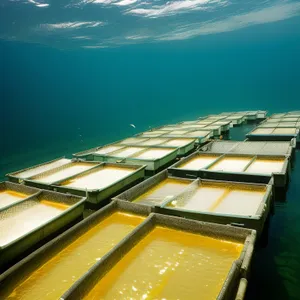 Sunny Shoreline with Pier and Solar Array