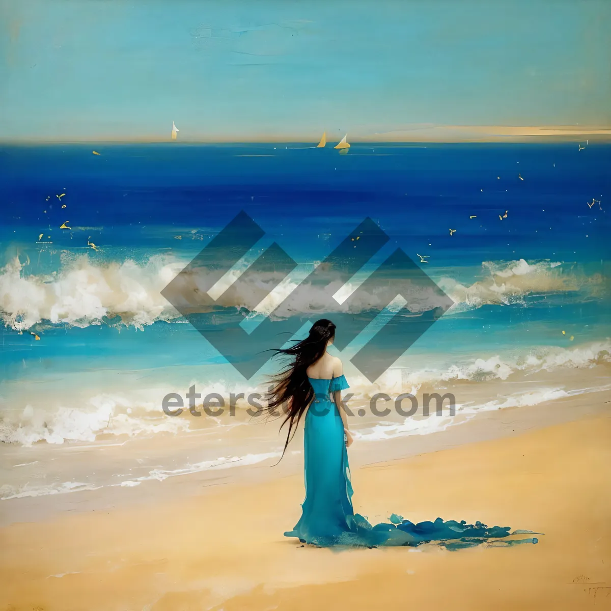 Picture of Tranquil Beach Paradise with Turquoise Waves