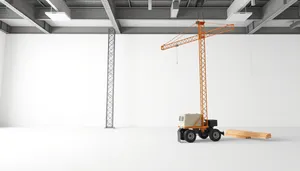 Industrial crane lifting device at construction site