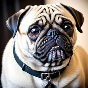 Cute Wrinkly Pug Puppy Portrait