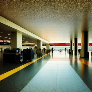 Modern transit hub in bustling city