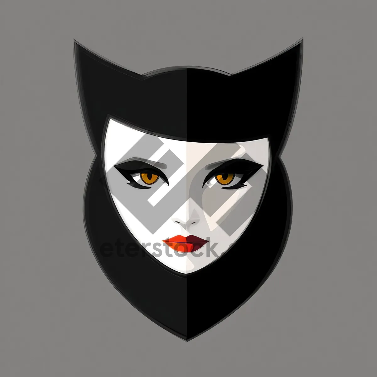 Picture of Cartoon Masked Face Art: Bold Eyebrow Fashion