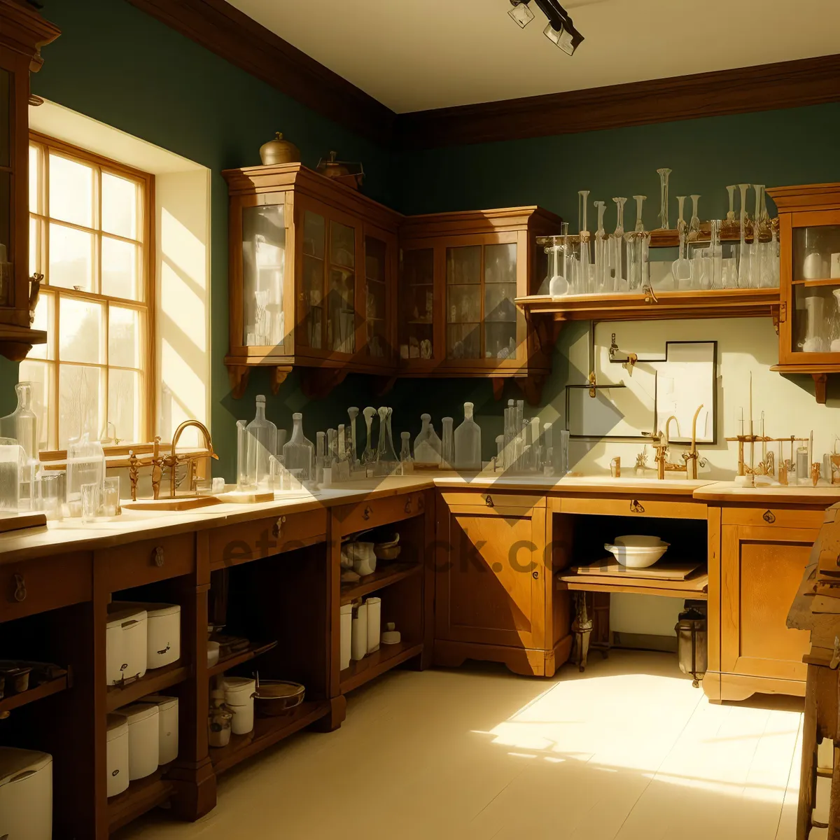 Picture of Modern Interior Kitchen with Wooden Table and Chairs