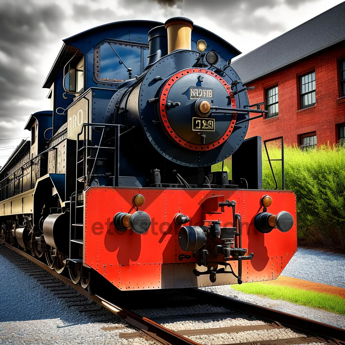 Picture of Vintage Steam Engine at Railway Station