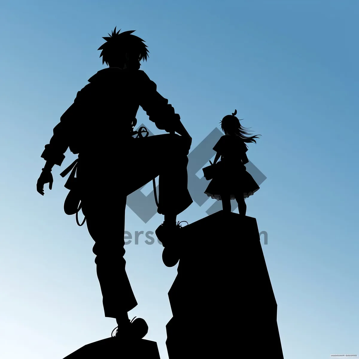 Picture of Black Silhouette Art: Men in Statue Competition