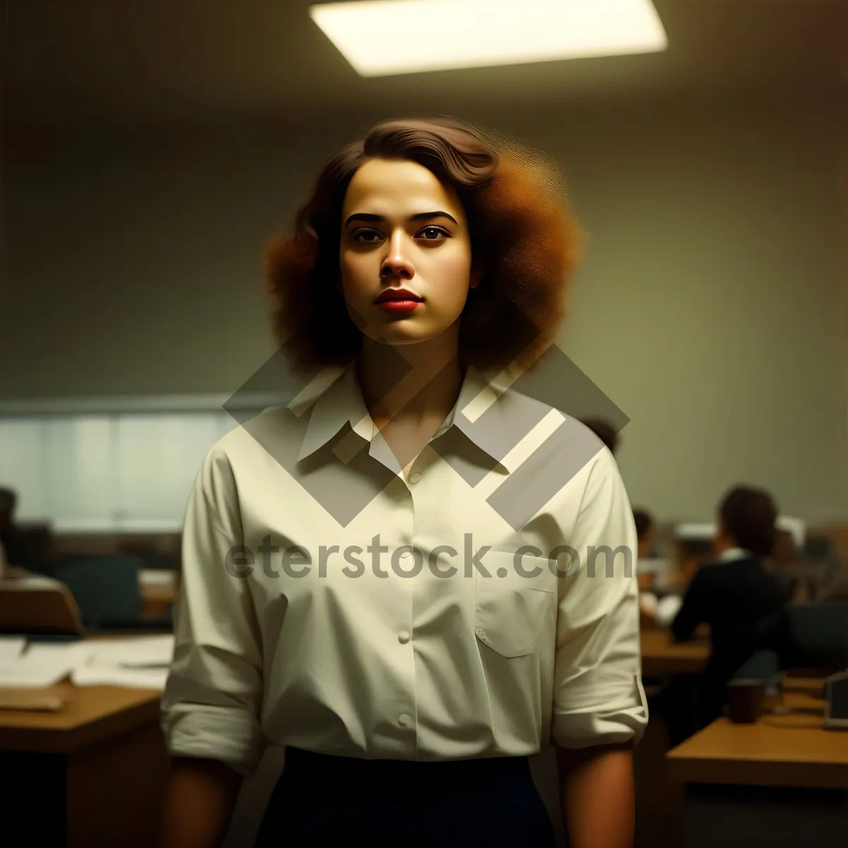 Picture of Smiling Businesswoman in Professional Office Attire