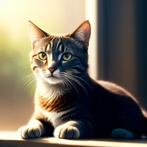 Curious Tabby Kitty with Fluffy Fur and Beautiful Eyes.