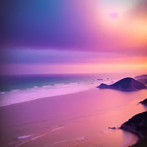 Dreamy Sunset Over Ocean's Horizon
