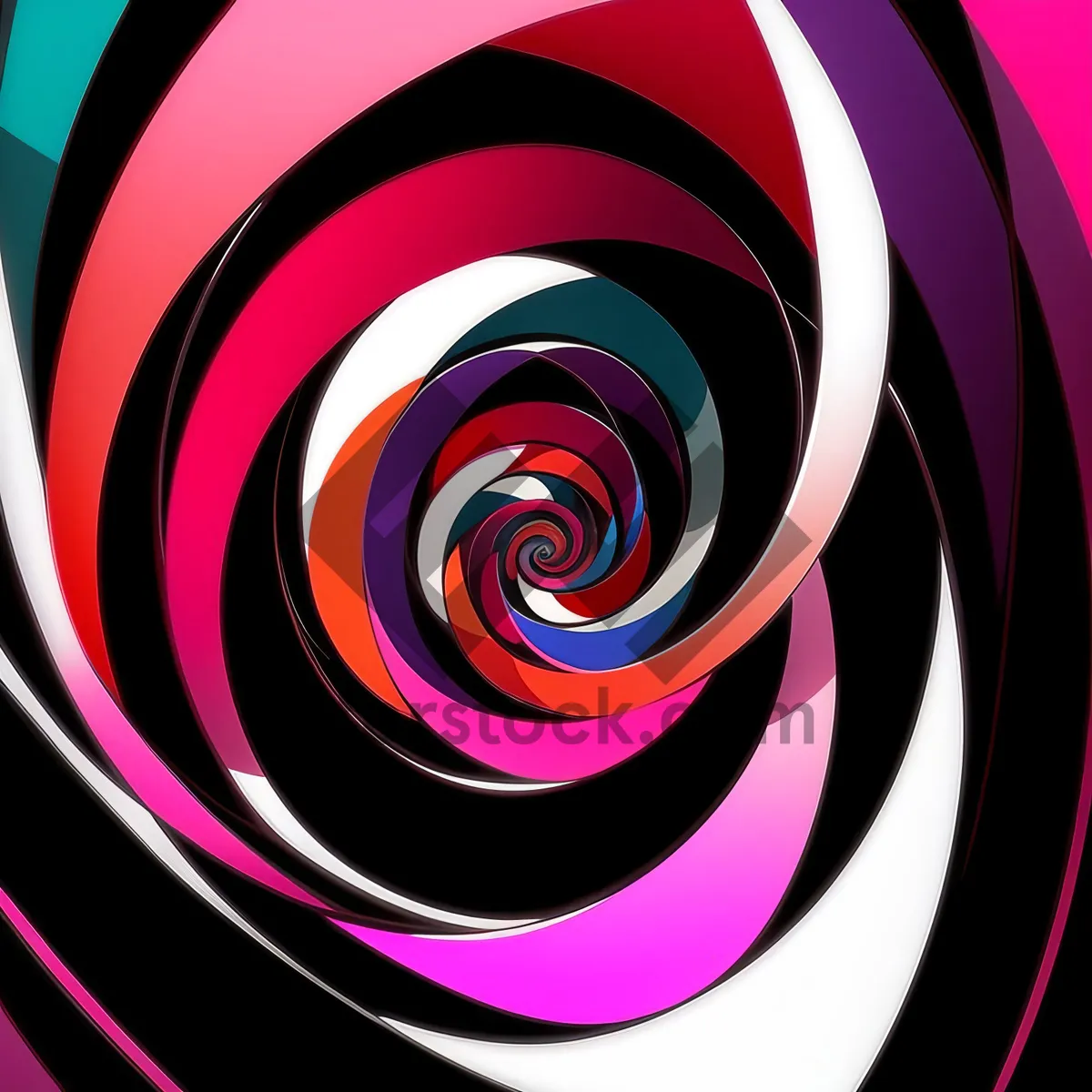 Picture of Vibrant Geometric Artwork with Colorful Swirls.