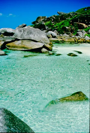 The colors and crystal clear water of the archipelago of the Similan Islands National Park, Thailand, Asia