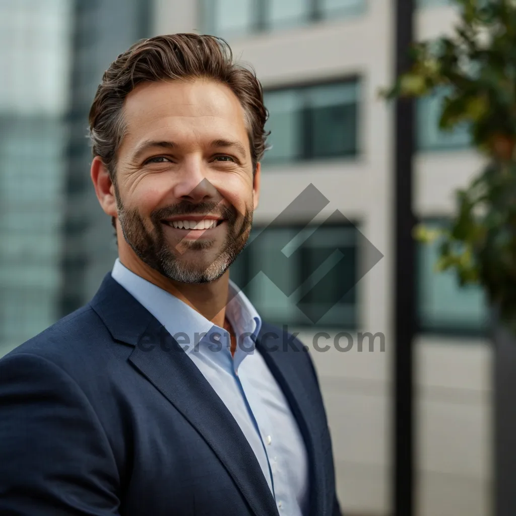 Picture of Successful businessman standing in modern office smiling confidently