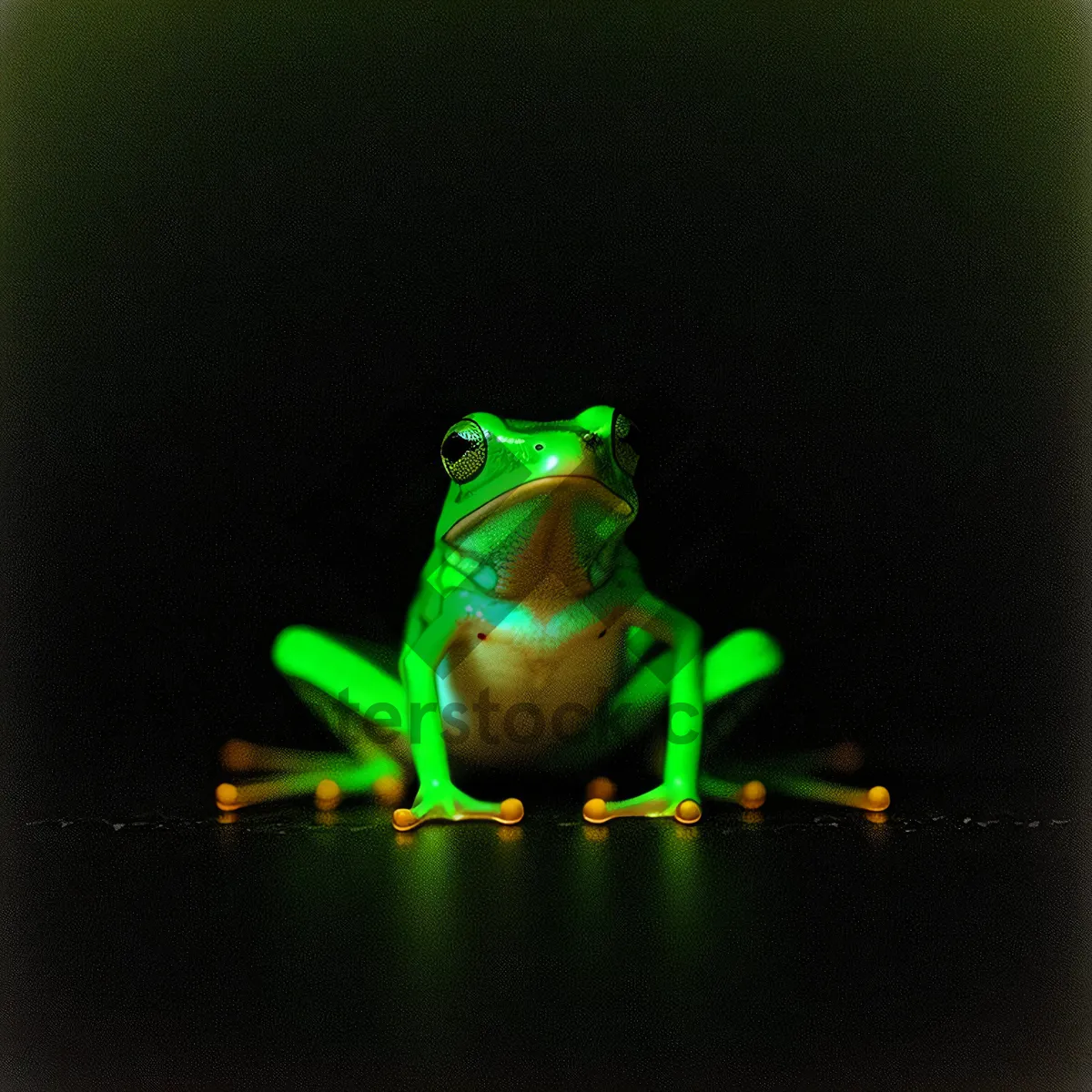 Picture of Fascinating Eyed Tree Frog Peeking Through Leaves