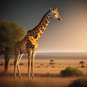 Majestic African Giraffe Strolling Through Wildlife Reserve