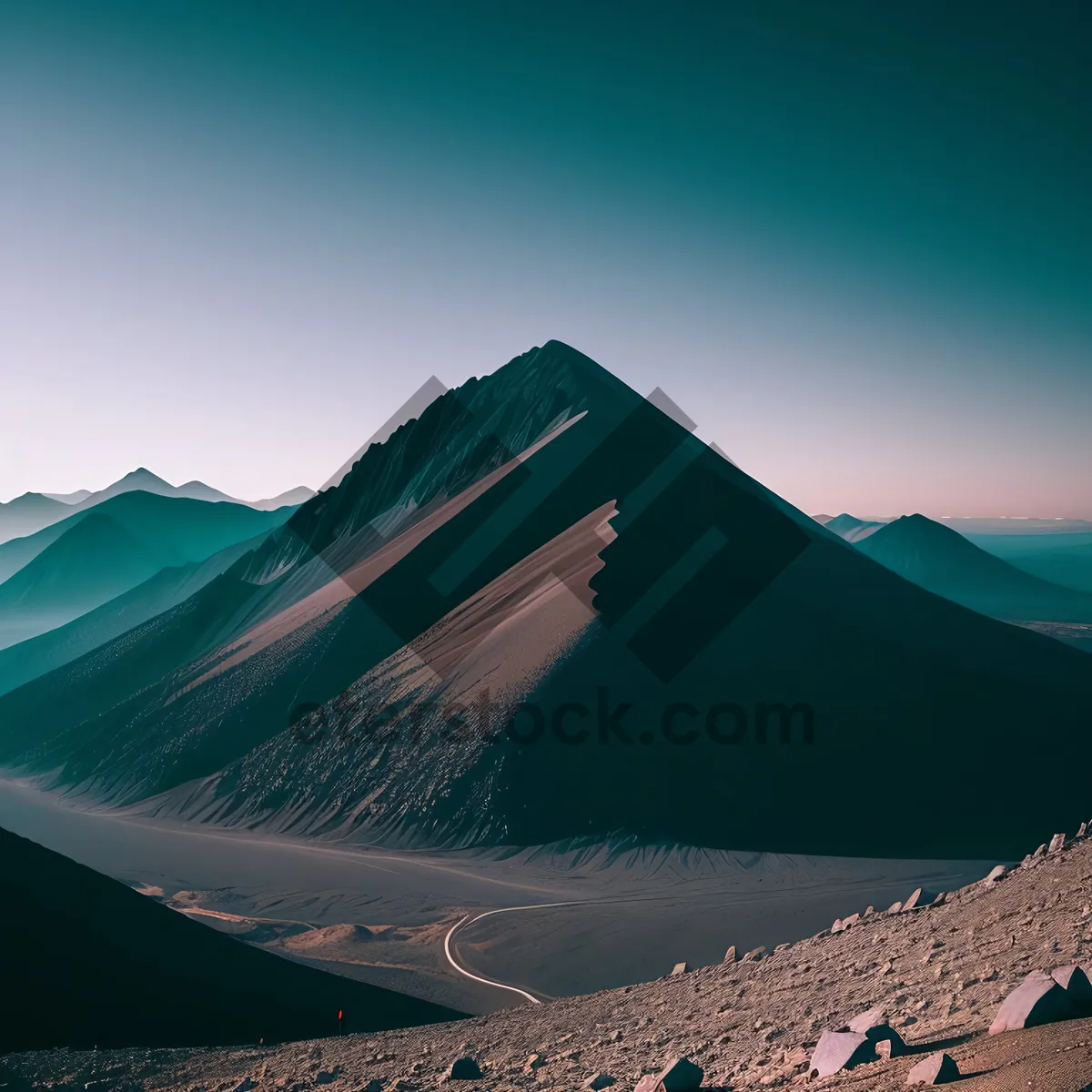 Picture of Scenic Desert Mountainscape under Summer Sky