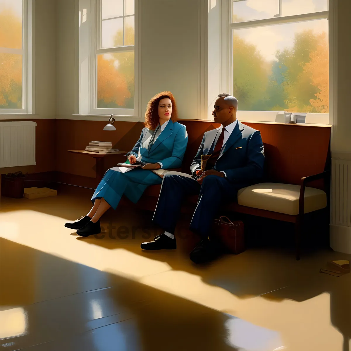 Picture of Corporate team discussion in modern office setting.