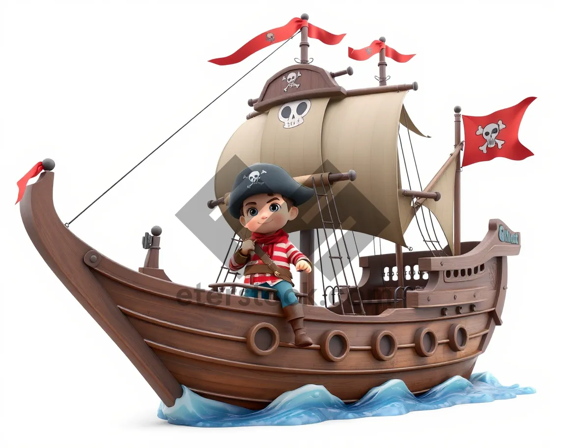 Picture of Pirate ship cartoon illustration