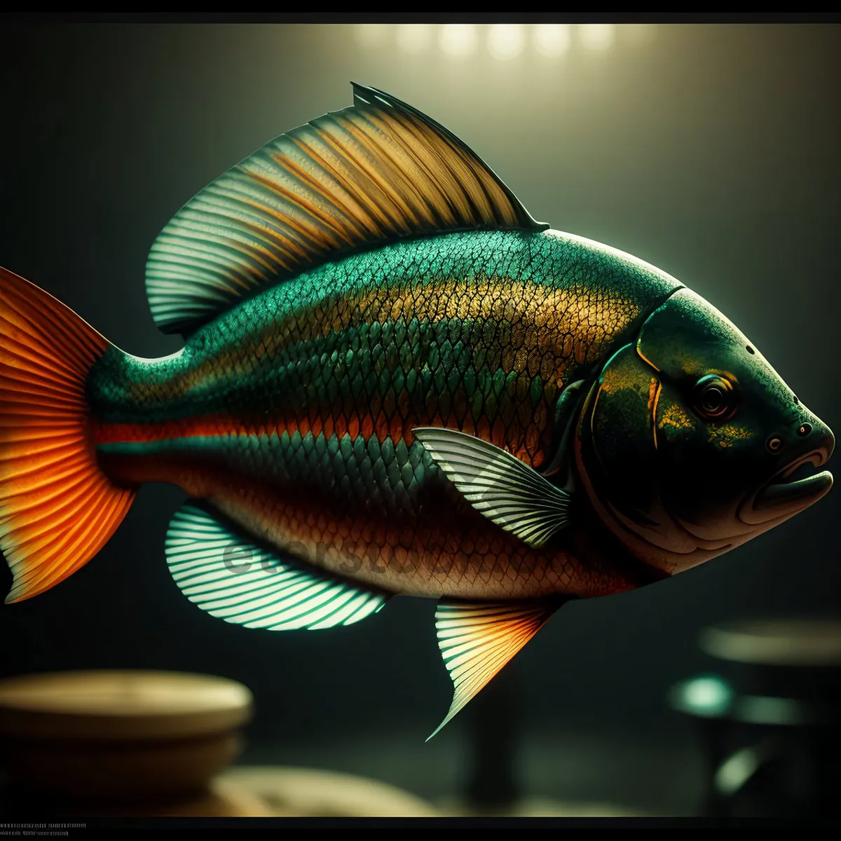 Picture of Vibrant Tropical Fish Swimming in Colorful Aquarium