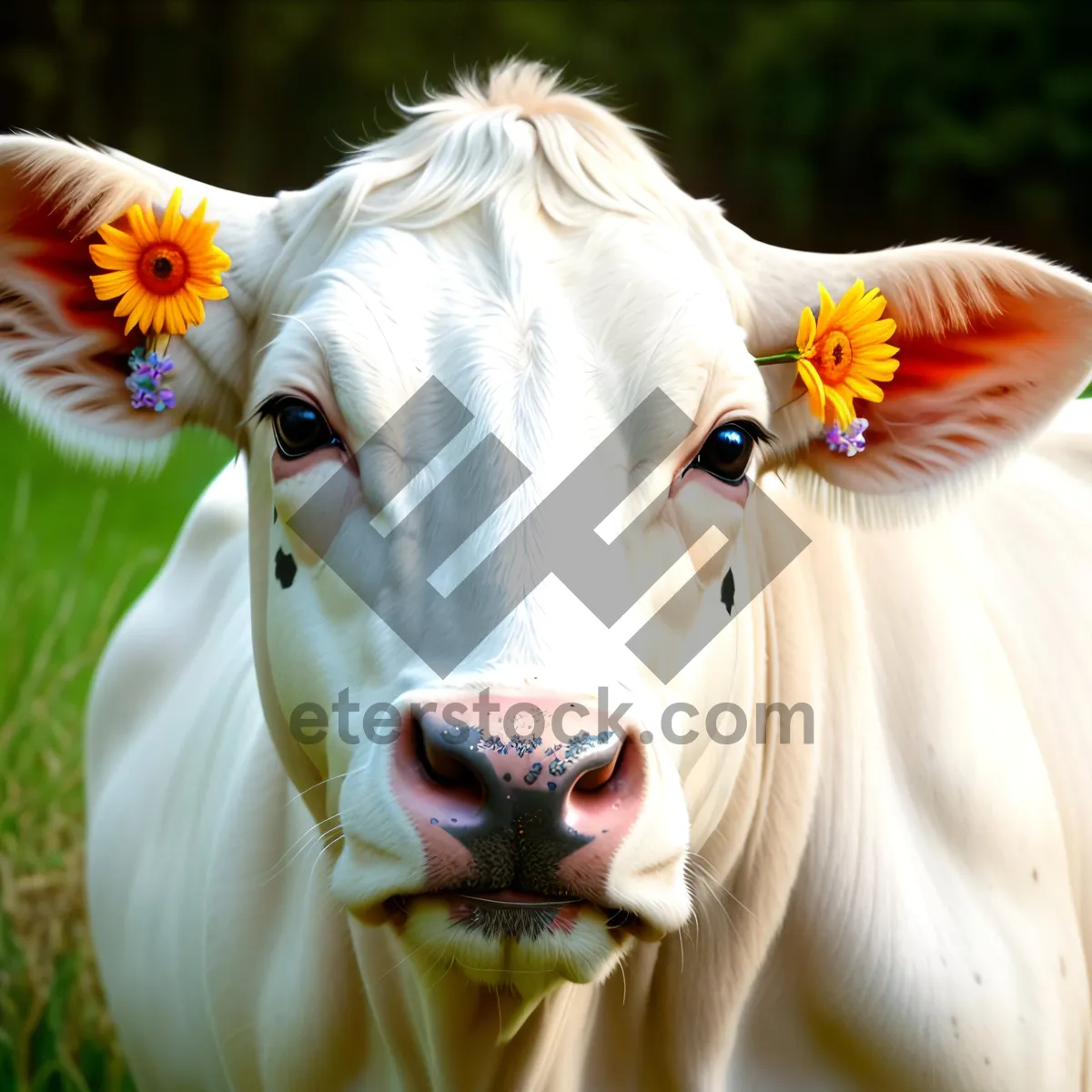 Picture of Rural Cattle Farm: Grazing Herd of Young Calves