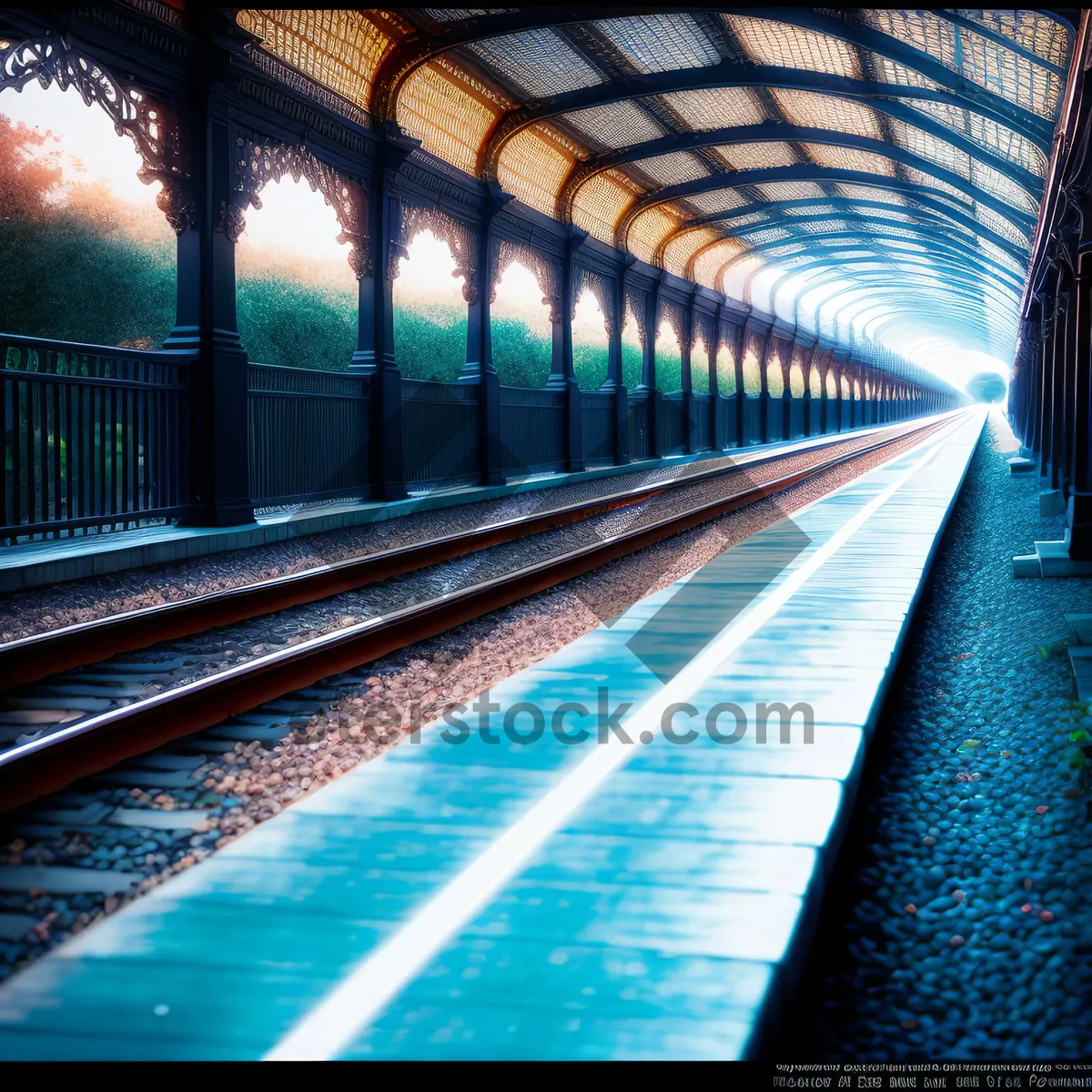 Picture of Urban Transit Tunnel: Modern Glass Station for Fast Motion