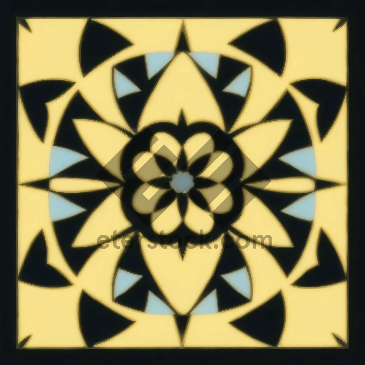 Picture of Black Silhouette: Vintage Ornamental Floral Tile Design